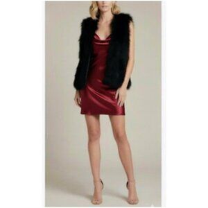 Club Monaco Black Statement Violet Feather Vest Open-Front Sz XS Baddie Boujie